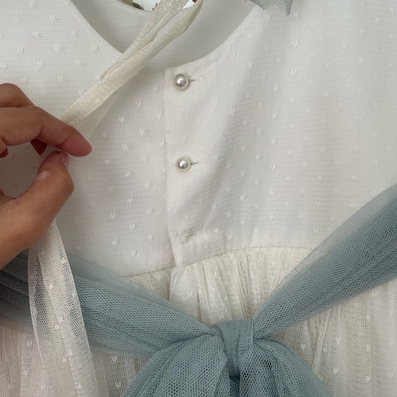 CYBERELLA BABY Ceremony Girls' Dress - Polka Dot Tulle (Aquamarine & Ivory) - Picture 11 of 11